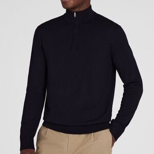 Double Face Quarter-Zip Mock Neck Sweater - Brand New - NEVER WORN -*Black/Brown